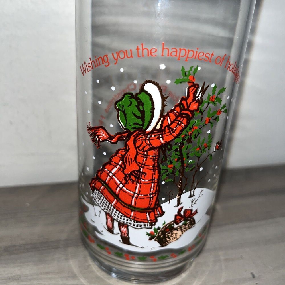 HOLLY HOBBIE 1 Glass Cup CHRISTMAS COCA COLA/American Greetings Vintage - Picture 2 of 8